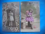 HOPCT 1810 COPII--ROMANTICA-FRANTA-LOT 2 CARTI POSTALE VECHI-CIRCULATE
