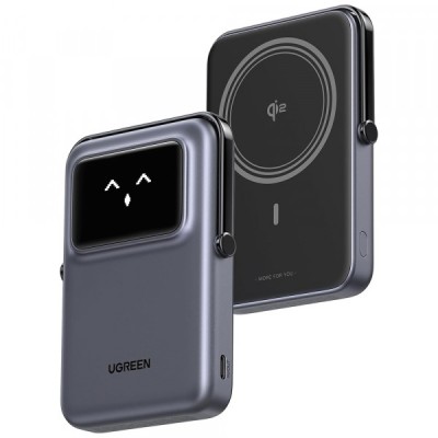 Baterie Externa Wireless UGREEN PB764 Uno, 10000mAh, 20W, PD + FQI, 1 x QI - 1 x USB-C, Gri foto