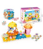Constructor Carusel cu Baterii 38 Piese, Set Constructie Plastic, Include Angrenaje, Sunete, Lumini, Recomandat Peste 3 Ani