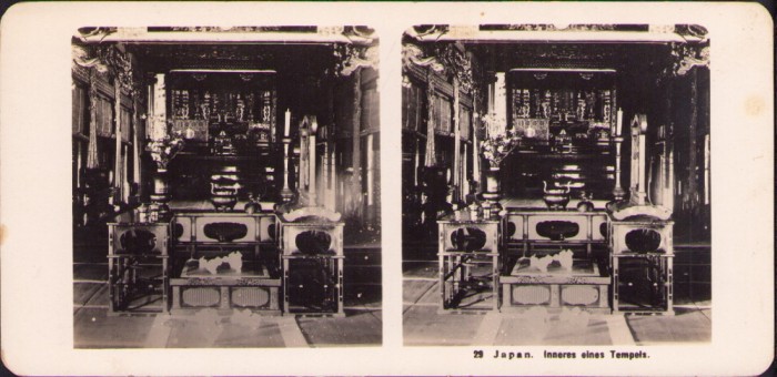 ST66N Japan, Inneres eines Tempels, 1906, stereoscopic photo