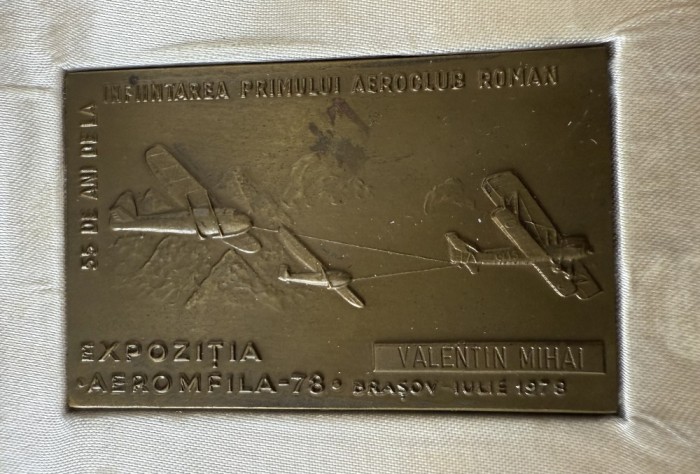 Placheta Expo Aeromfila 15 Iulie 1978 Brasov