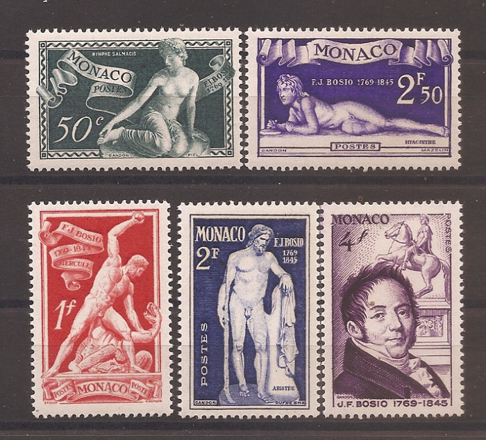 Monaco 1948-180 ani de la nașterea lui Francois-Joseph Bosio,2 serii,4 poze,MNH