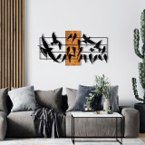 Decoratiune de perete, Ozgurluk, lemn/metal, 115 x 58 cm, negru/maro, Enzo