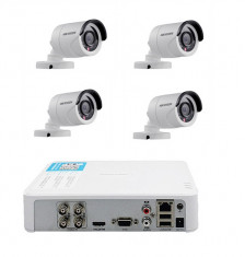 Kit sistem 4 camere supraveghere exterior Hikvision Turbo HD foto