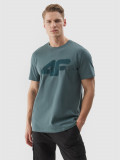 Tricou regular cu imprimeu pentru bărbați - verde măsliniu, 4F Sportswear