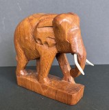 Elefant (1) - statueta 13cm din lemn natur, sculptura vintage, specie protejata