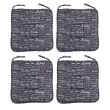 Set perne decorative pentru scaun in forma de patrat, cu imprimeu, 38x38 cm, Negru, 4 piese, MDM