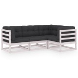 Set mobilier de gradina cu perne, 4 piese, lemn masiv de pin