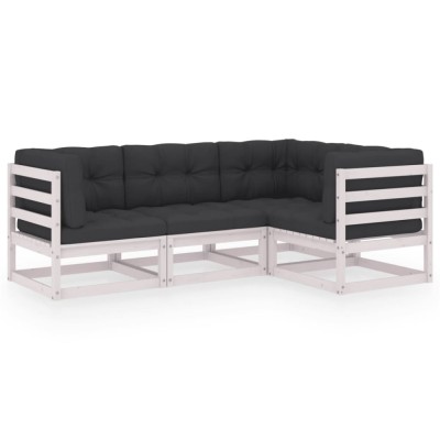 Set mobilier de gradina cu perne, 4 piese, lemn masiv de pin foto