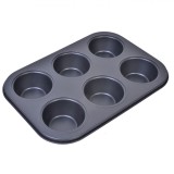 Tavă Copt, Metal, 6 Locuri, Negru, 26.5x18.5x3 cm, Oem