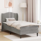 vidaXL Cadru de pat cu headboard 2 pcs Gri deschis 90 x 190 cm Catifea 3415172
