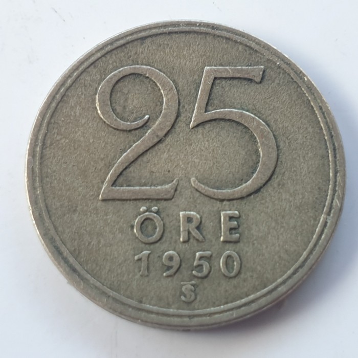Suedia 25 &ouml;re 1950 argint