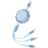 Cumpara ieftin Cablu incarcare 3 in 1, Retractabil, iUni x1, 66W, Fast Charge, Type-C, Lightning, USB, Micro-USB, 120cm, iPhone, Samsung, Huawei, Xiaomi, Airpods, Ma