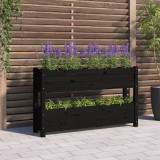 Jardinieră, negru, 112x25x66 cm, lemn masiv de pin, vidaXL