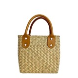 Geanta tip cos din rafie bej