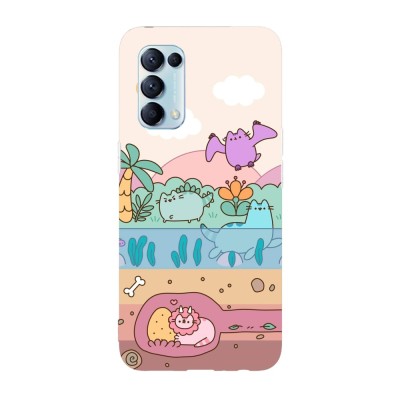 Husa compatibila cu Oppo Find X5 Pro, Viceversa, model Dino park Pusheen, Silicon, TPU foto