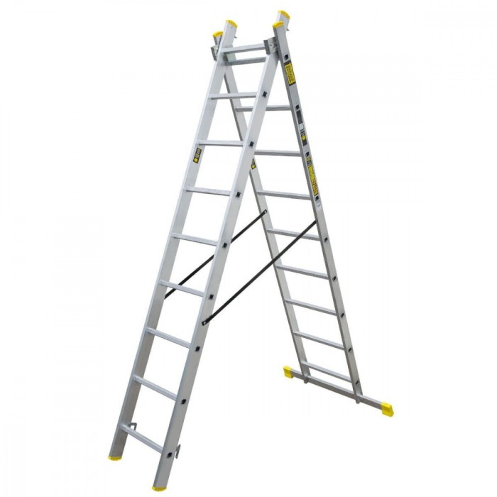 Scara aluminiu, Metalkas, 2 tronsoane, 9 trepte, max 150 kg, 2.4-3.7 m