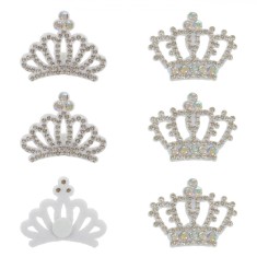 Set Autocolante Decorative Crăciun, Coroane, Păslă, Strass Alb, 6 Bucăți, 3.5x2.5cm