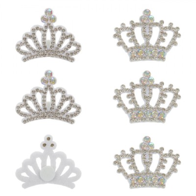 Set Autocolante Decorative Crăciun, Coroane, Păslă, Strass Alb, 6 Bucăți, 3.5x2.5cm foto