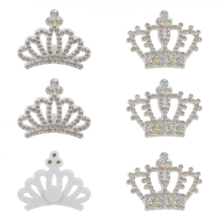 Set Autocolante Decorative Crăciun, Coroane, Păslă, Strass Alb, 6 Bucăți, 3.5x2.5cm