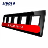 Cumpara ieftin Rama cvintupla din sticla neagra pentru prize si module Livolo