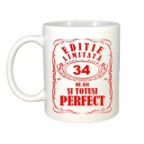 Cana alba personalizata, Editie Limitata 34 ani, INOVATIX&reg;. 330ml