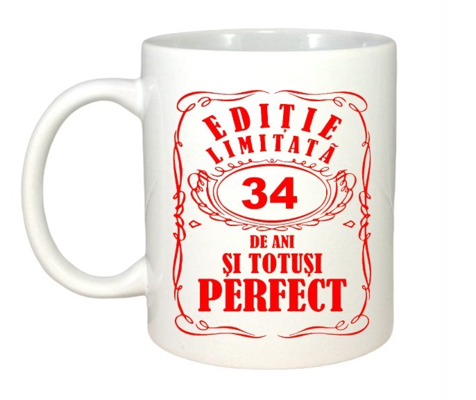 Cana alba personalizata, Editie Limitata 34 ani, INOVATIX&reg;. 330ml