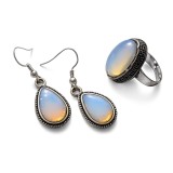 Set de bijuterii cu opal cercei si inel reglabil &ndash; 213800