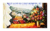 Cumpara ieftin Tablou pictat manual, Vaza cu flori la fereastra, 100x60cm ulei pe panza in cutit, Superb