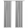 Perdele opace aspect panza, carlige, 2 buc. gri, 140x225 cm