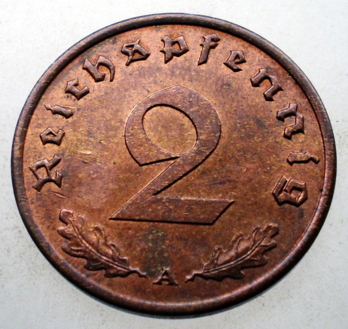 2.670 GERMANIA WWII 2 REICHSPFENNIG 1940 A XF