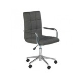 Scaun birou copii HM Gonzo 3, tapiterie stofa, cadru polipropilena, inaltime reglabila, brate tapitate, 90 kg, gri inchis