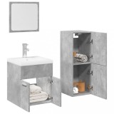VidaXL Set mobilier de baie, 3 piese, gri beton, lemn compozit