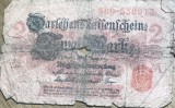 BNKSTR01DE Bancnotă Germania Imperială (WWI) - 2 Mark 1914, Darlehnskassenschein, varianta cu sigiliu rosu