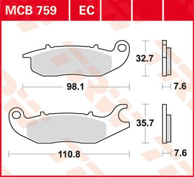 Set placute frana TRW MCB759EC - Honda ANF Innova (07-12) CBF (09-) CBR-R (04-)- Piaggio Medley - New Liberty 4T 125-150cc foto