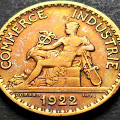 Moneda istorica (BUN PENTRU) 1 FRANC - FRANTA, anul 1922 * cod 4417 = excelenta