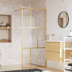 vidaXL Paravan du? walk-in, auriu, 80x195 cm, sticla ESG transparenta foto