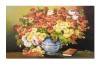 Tablou pictat manual living, dormitor, Poezia florilor, vaza cu flori, 100x60cm ulei pe panza, Constantin Feraru
