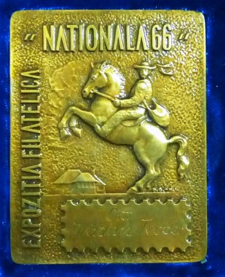 SV * Romania MEDALIA EXPOZITIA FILATELICA NATIONALA 1966 * Acordata capitan Dragan Teodor foto
