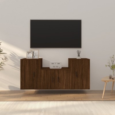 vidaXL Set dulap TV, 3 piese, stejar maro, lemn prelucrat foto