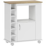 HOMCOM Cărucior de Bucătărie cu Dulăpior, 6 Compartimente de Depozitare și 3 Rafturi Laterale, 75x39.5x88 cm, Alb | Aosom Romania