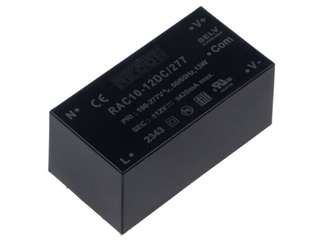 Convertor RECOM AC/DC 10W 12V DC pentru montare pe PCB