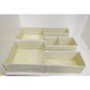 Organizator sertar pentru lenjerie intima, tip cutie cu partitii, set 3 in 1, 6 piese, bej cu margini albe, Flippy