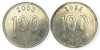 Coreea de Sud , lot 22 - 2 buc x 100 Won 2003 + 2004, Asia, Cupru-Nichel