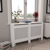 vidaXL Mască Calorifer MDF Alb 152x19x81.5 cm - Acoperire Decorativă Radiator, Blat Suport