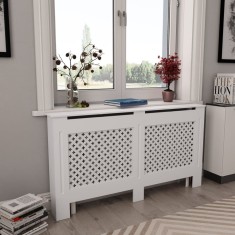 vidaXL Mască pentru calorifer, MDF, 152x19x81,5 cm, alb 284324