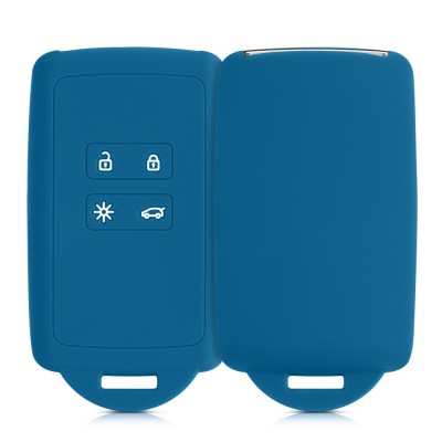 Husa Cheie Auto pentru Renault 4 Butoane - Smart Key, Kwmobile, Albastru, Silicon, 48035.228 foto