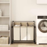 vidaXL Coș de sortare rufe cu 3 saci, crem, oțel 282427