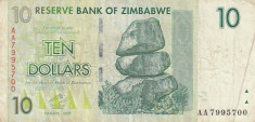 Zimbabwe 10 Dolari 2007 P-67 foto