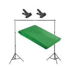 Kit pentru suport fundal studio foto 270cm cu stativ pneumatic si fundal verde 3x6m foto